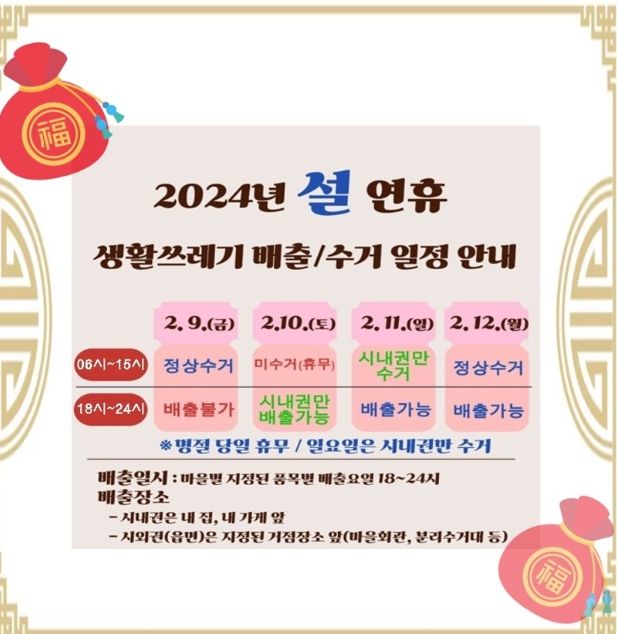 김제시,“설 연휴 쓰레기 배출일 확인하세요!”