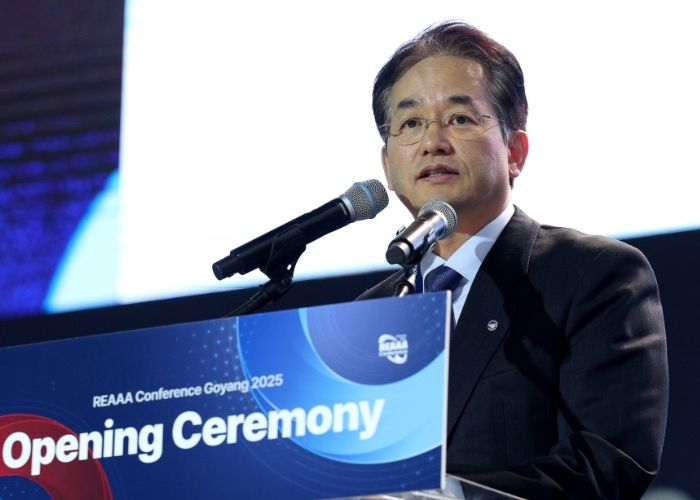 ‘2025 고양 아시아·대양주 도로대회’개막식에서 환영사 중인 이동환 고양특례시장