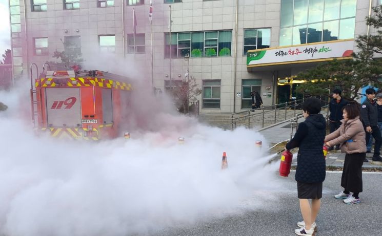 청주시 청원보건소, 오창119안전센터와 합동 소방훈련